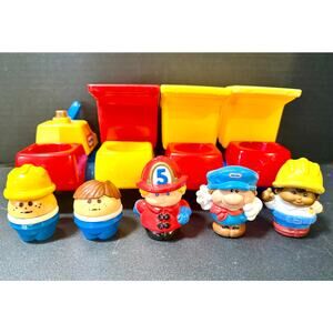 Little tikes vintage 3 construction trucks & tow truck 5 figures child sized